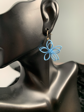 Load image into Gallery viewer, Color Coated Metal Wire Floral Flower Dangle Drop Earrings
