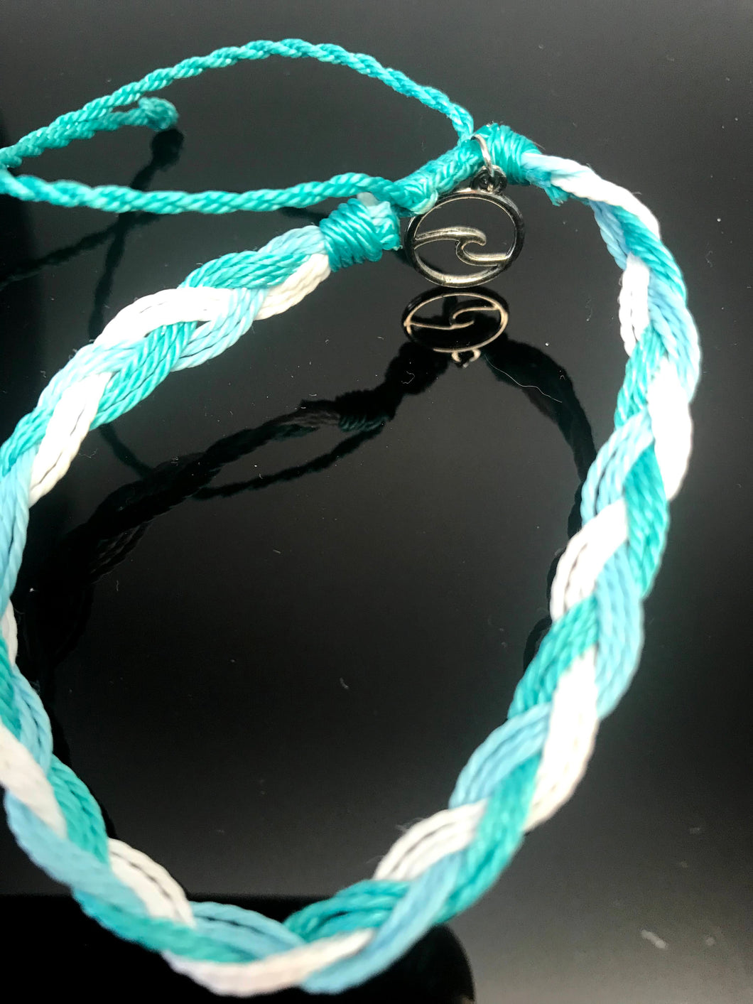 Teal, Aqua & White Cord Bracelets