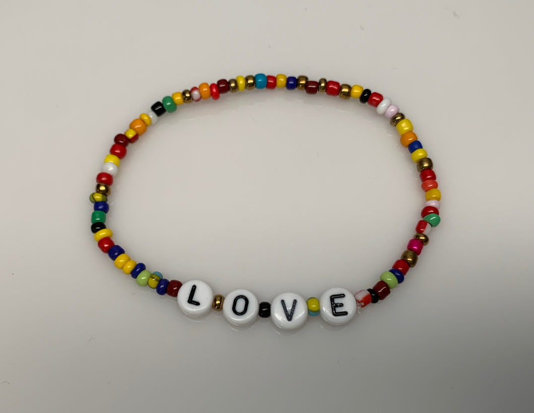 Multicolored Glass Bead Message Bracelet