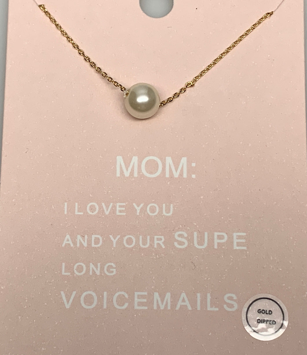 Single Pearl Pendant Mom Message Delicate Necklace