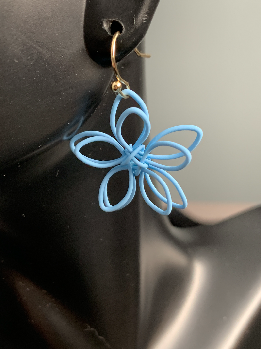 Color Coated Metal Wire Floral Flower Dangle Drop Earrings